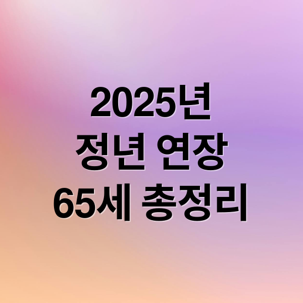 2025년 정년 연장 65세, 무엇이 달라지나? 핵심 총정리 2