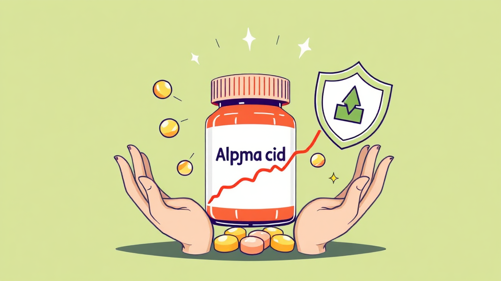 알파리포산 섭취량 및 용량 (illustration 스타일)