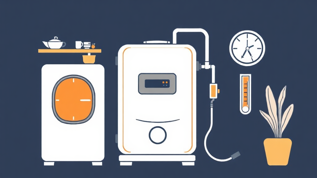 난방비 절약 꿀팁: 실내 온도 유지부터 보일러 관리 A to Z 5 보일러 외출 모드 및 예약 기능 활용 (illustration 스타일)