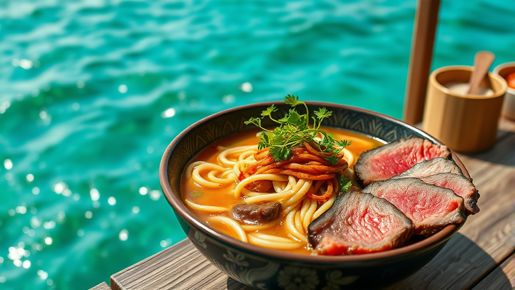 오키나와 북부 맛집 탐방 (realistic 스타일)